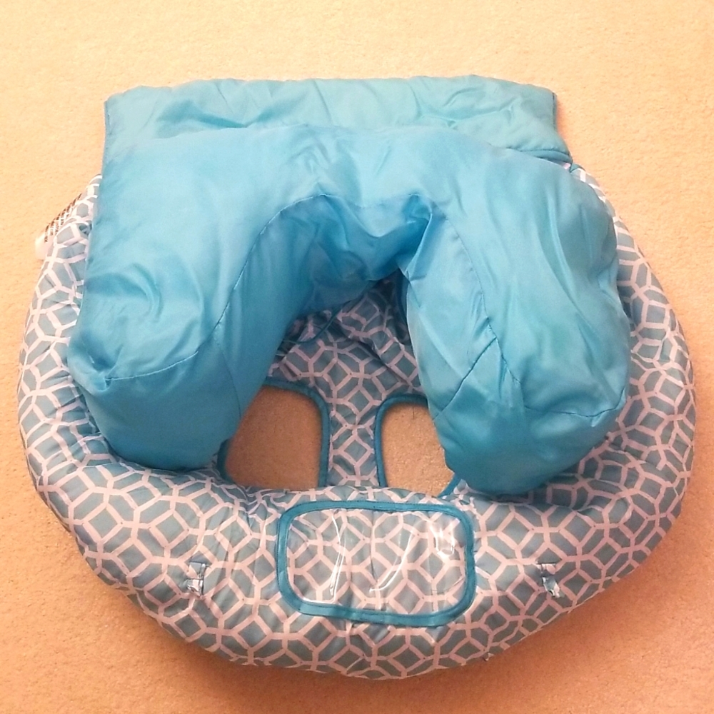 Blue shopping cart cover with cushion